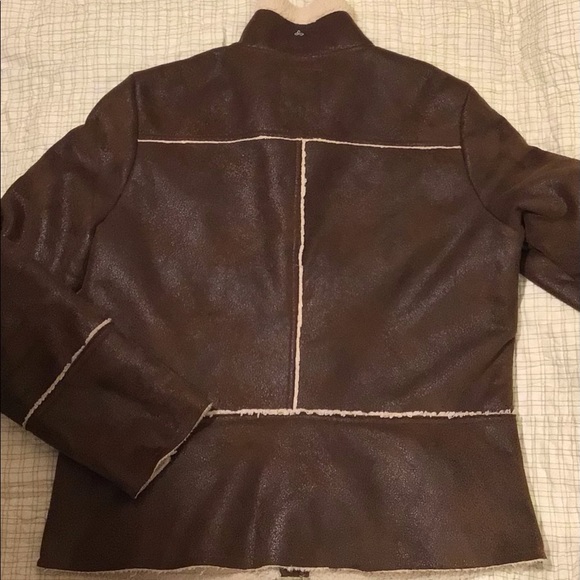 Women’s pre-loved PRANA brown vegan faux-leather full zip jacket/ size XL - Picture 5 of 7